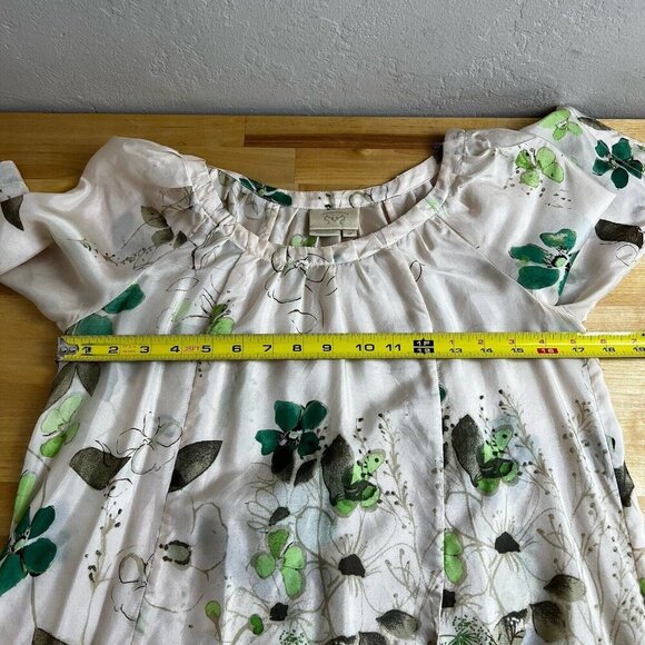 Anthropologie Vanessa Virginia Rainforest 100% Silk Dress Cream Floral Size XSP - Picture 14 of 16